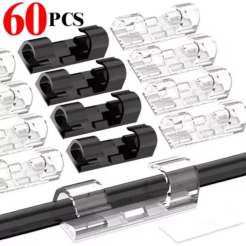 Cable Organizer - คลิปจัดระเบียบสายเคเบิลขนาดเล็ก ที่ยึดสายไฟแบบมีกาวในตัว สำหรับจัดการสายไฟบนโต๊ะคอมพิวเตอร์ เมาส์ สายไฟ USB