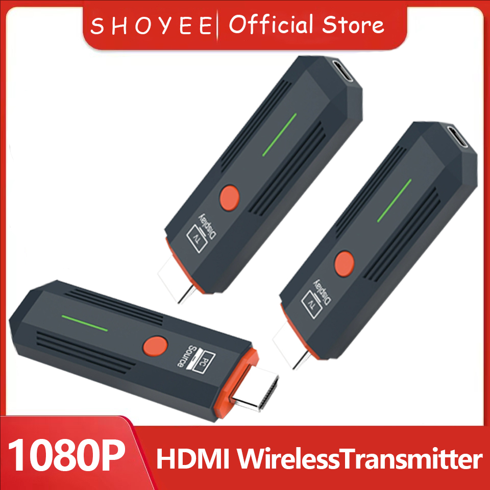 Hdmi Adapter - เครื่องส่งสัญญาณและตัวรับสัญญาณวิดีโอ HDMI ไร้สาย 1080P, อะแดปเตอร์ดองเกิลทีวีสติ๊กสำหรับพีซี, กล้อง,